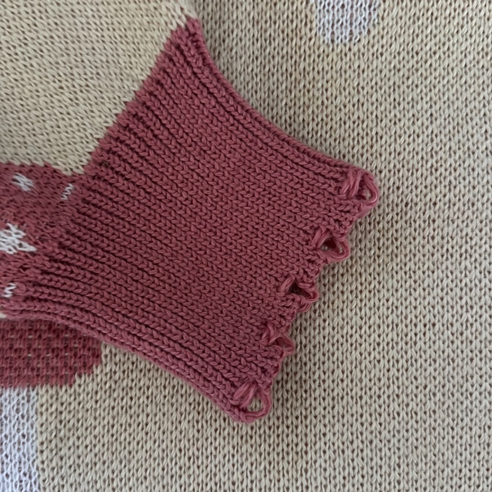 Simply Southern | Mushroom Crew Neck Sweater | Pink/Cream | Size XL - Picture 6 of 7